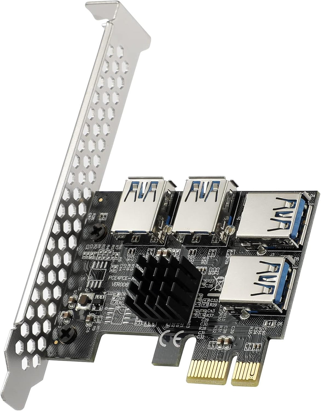 PCIE Riser with 6PIN SATA Power Cable and 60cm USB 3.0 Cable, 6 Pack H807062