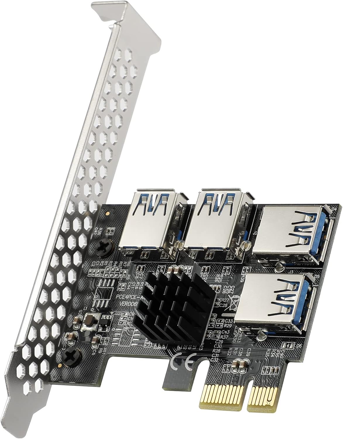 PCIE Riser with 6PIN SATA Power Cable and 60cm USB 3.0 Cable, 6 Pack H807062