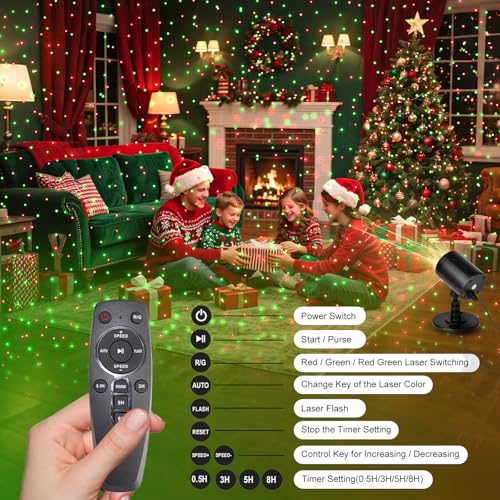 Red and Green Laser Christmas Projector with Remote Control O40078