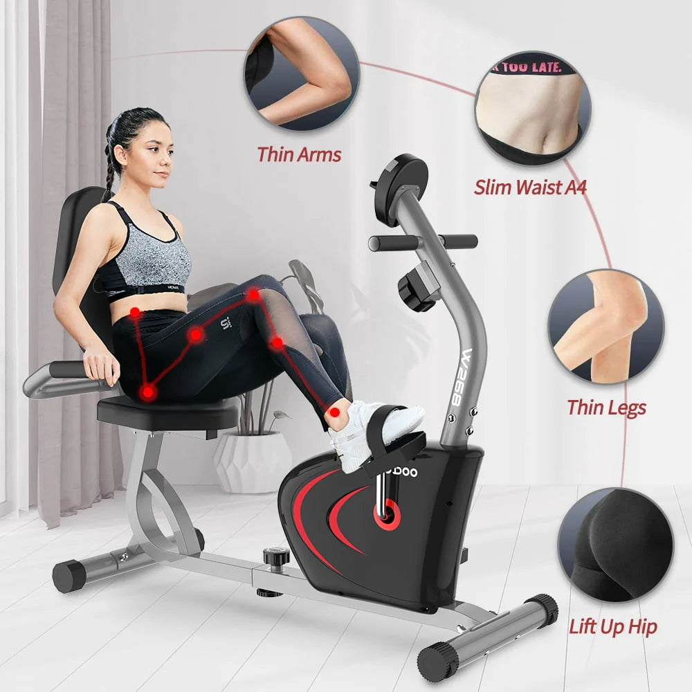 Recumbent Exercise Bike 8 Level Adjustable Magnetic Resistance Y477494