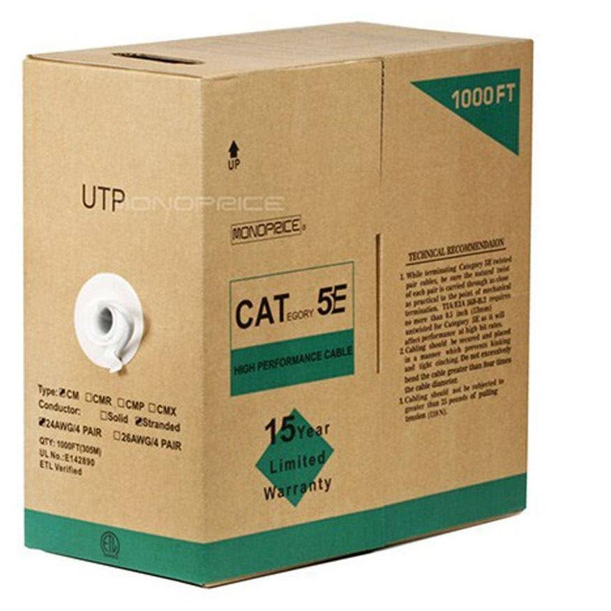 Bulk Cable CAT 5e UTP 1000 ft Gray R4159