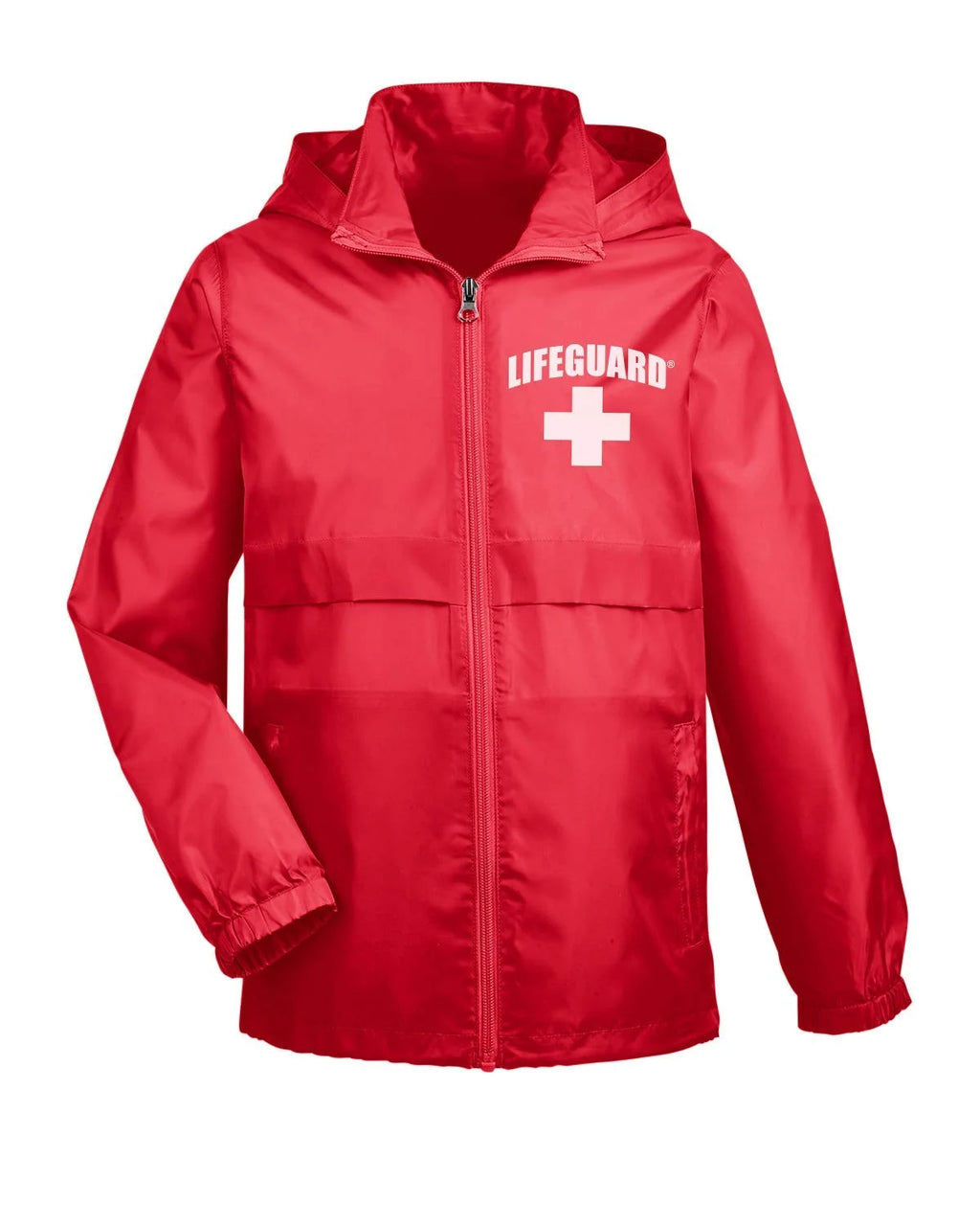 Red Water Resistant Rain Jacket with Hood Y12752
