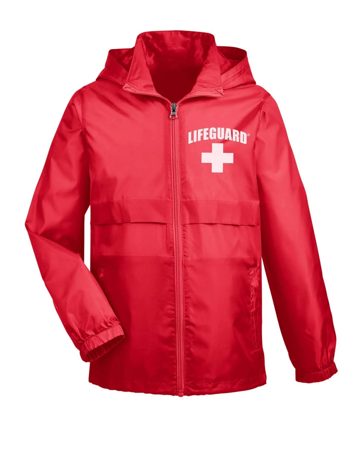 Red Water Resistant Rain Jacket with Hood Y12752