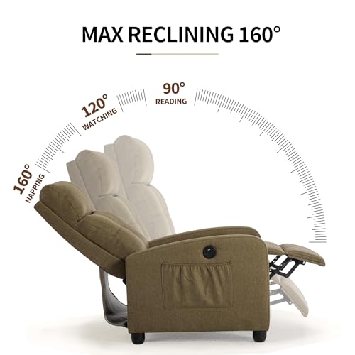 Small Fabric Recliner Chair with Lumbar Support A337873