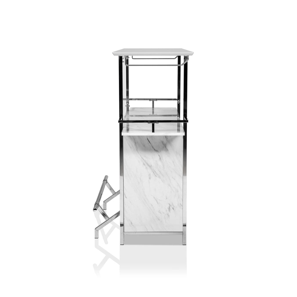 White and Chrome Bar Table K48433