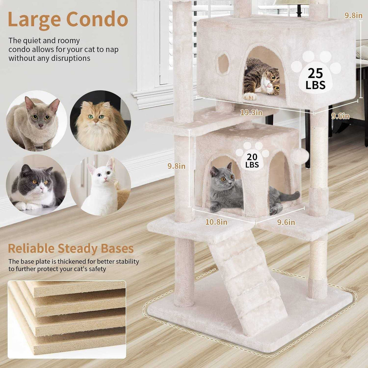 54in Multi-Level Cat Tree with Scratching Post K2997