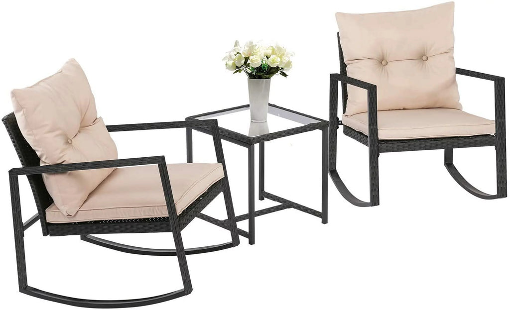 3 Piece Wicker Patio Furniture Set with Coffee Table L266