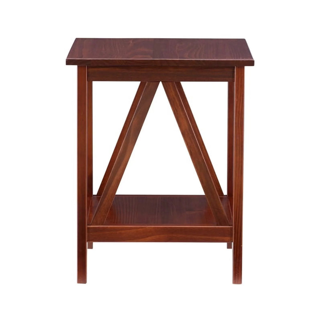 Wood X-Design End Table in Antique Brown J72554