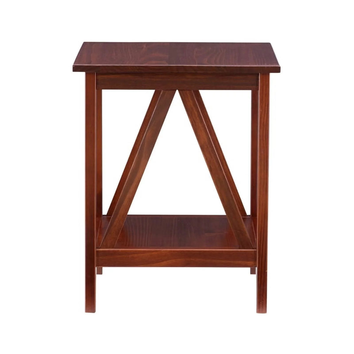 Wood X-Design End Table in Antique Brown J72554