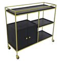 Black 3 Shelf 2 Door Cabinet Bar Cart M574154