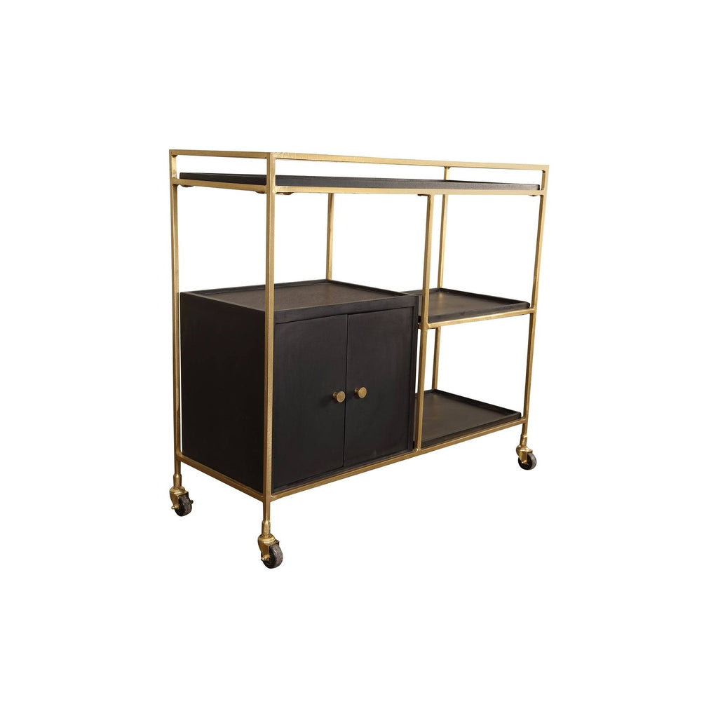 Black 3 Shelf 2 Door Cabinet Bar Cart M574154