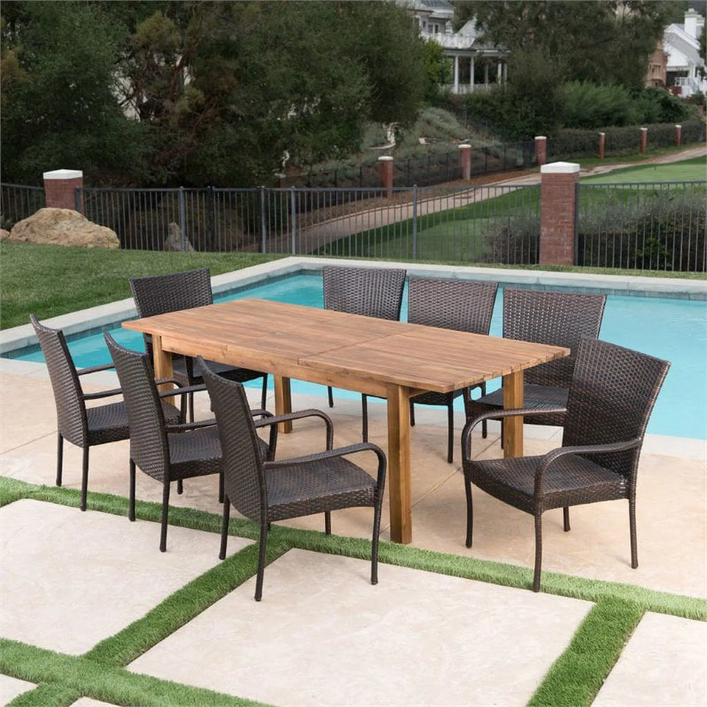 9 Piece Wooden Patio Dining Set Q6672