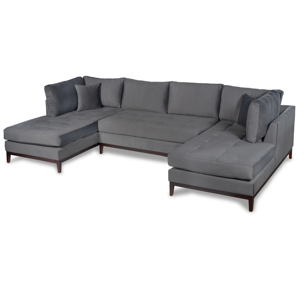 Gray Velvet U Shape Sectional Couch Y3506