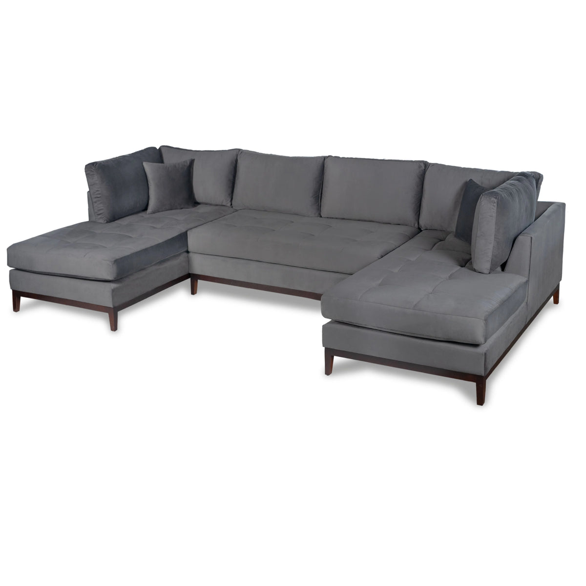 Gray Velvet U Shape Sectional Couch Y3506