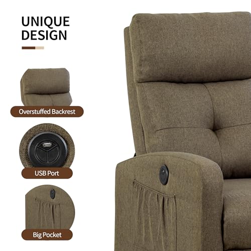 Small Fabric Recliner Chair with Lumbar Support A337873