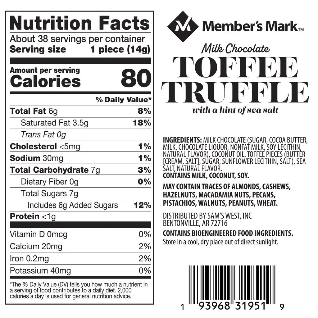 Milk Chocolate Toffee Truffle With Sea Salt 19 Oz. 38 Count M65509