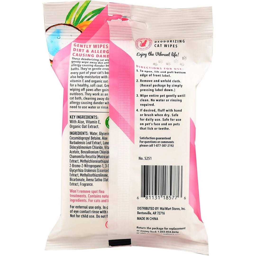 Vanilla Coconut Deodorizing Wipes for Cats & Kittens Y137146