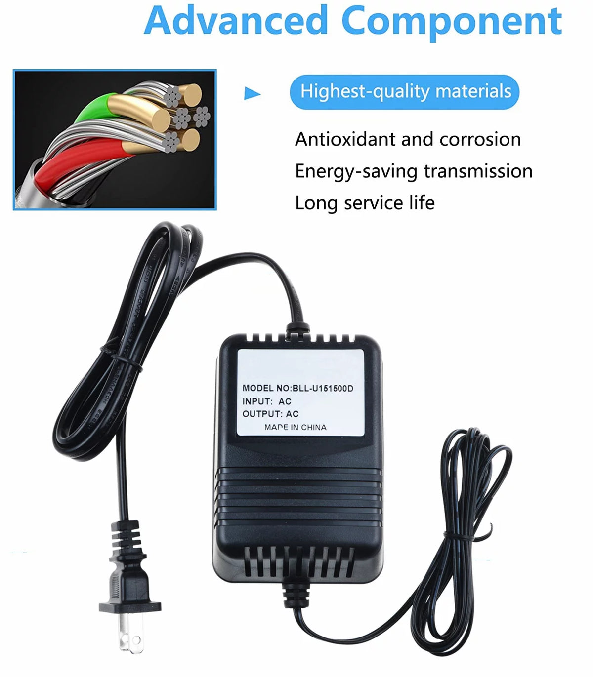 12V AC/AC Adapter Power Supply Charger with Barrel Round Plug Tip H96303