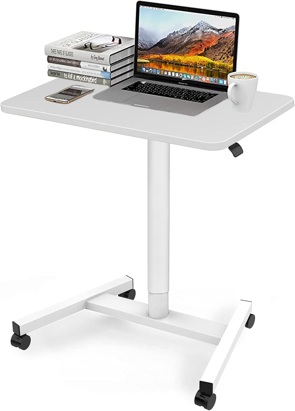 28 Inch Height Adjustable Sit Stand Desk with Wheels Black D118482