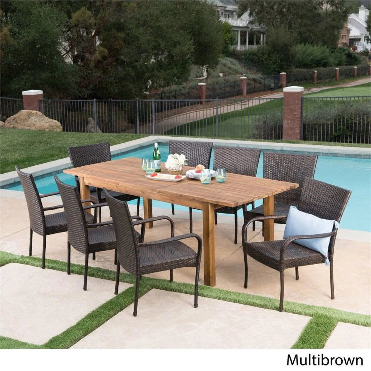 9 Piece Wooden Patio Dining Set Q6672