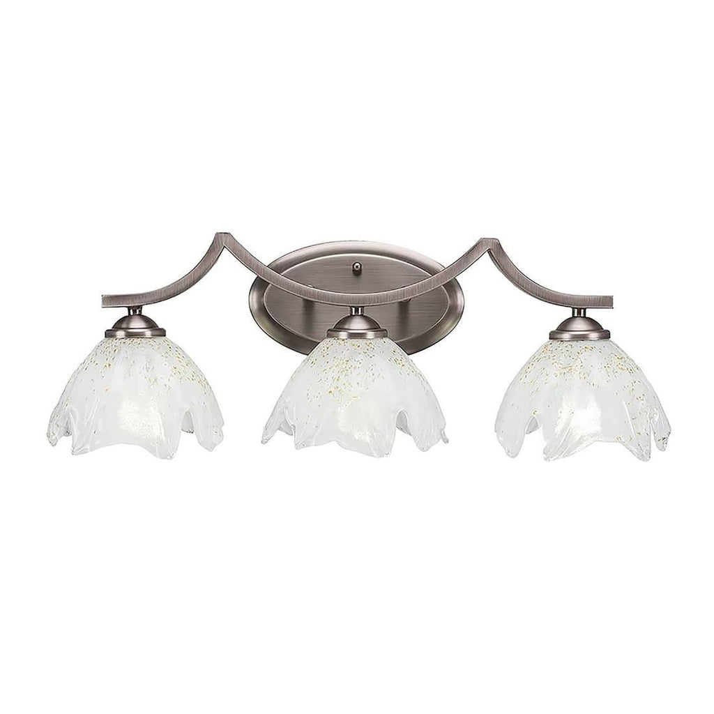 3 Light Bath Bar with Gold Ice Glass E678