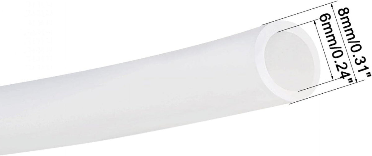 Translucent Silicone Rubber Tubing, 6mm ID, 8mm OD, 16.4' I761551