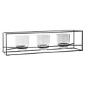 3 Glass Hurricane Candle Holders with Metal Frame, Black and Gold K6317