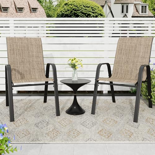 Patio Dining Chairs Set of 4 Stackable Textilene Fabric Rustproof Metal Frame B875419