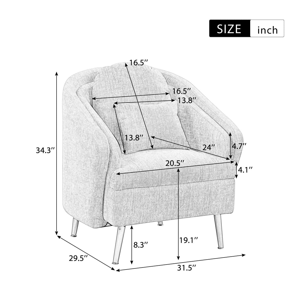 Seaweed Green Upholstered Accent Chair with Lumbar Pillow and Metal Legs K206354