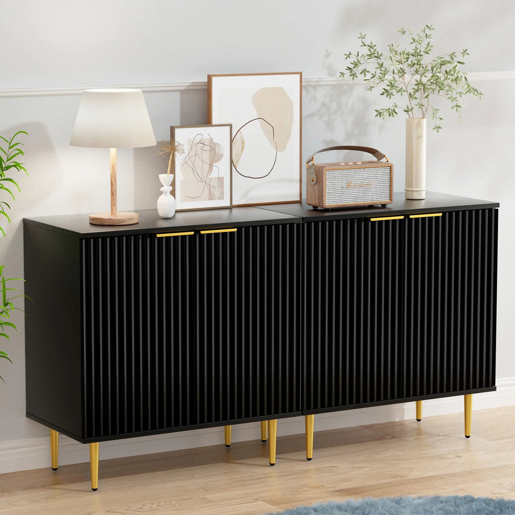 Black Storage Cabinet with Doors and Adjustable Shelves T171794