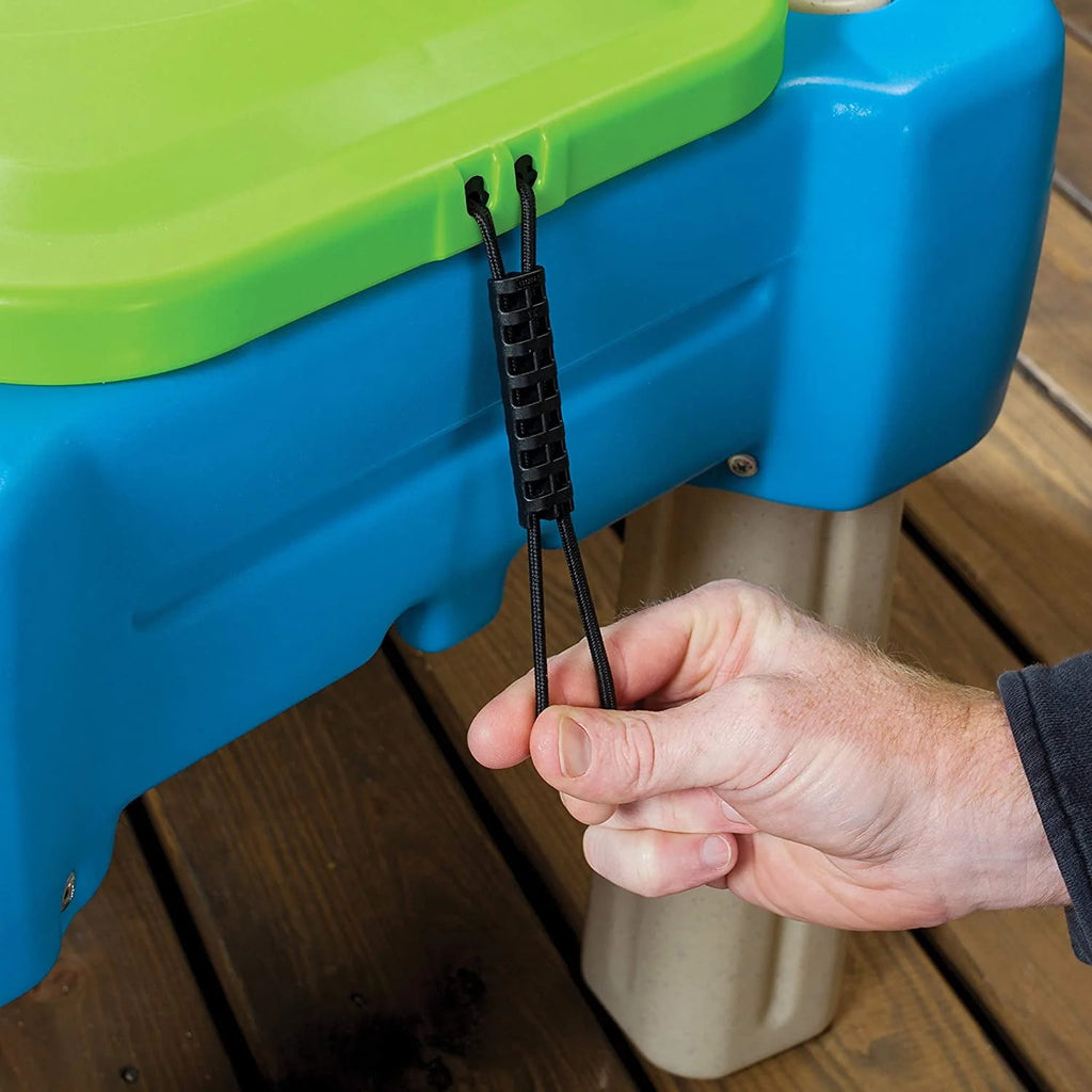 Blue Plastic Sandbox and Water Table with Cover and Umbrella C485