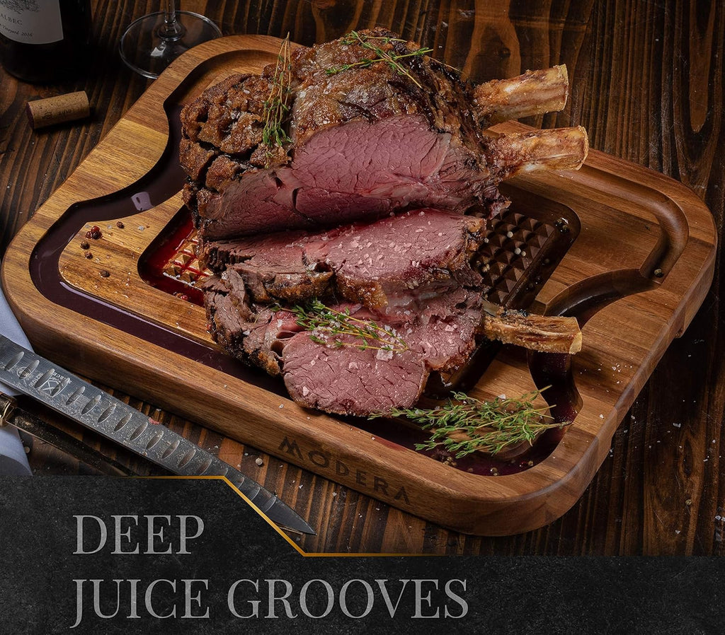 Acacia Wood Cutting Board with Deep Juice Grooves R837