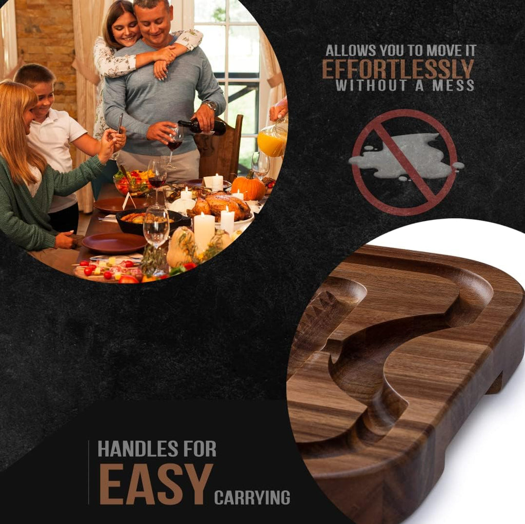 Acacia Wood Cutting Board with Deep Juice Grooves R837