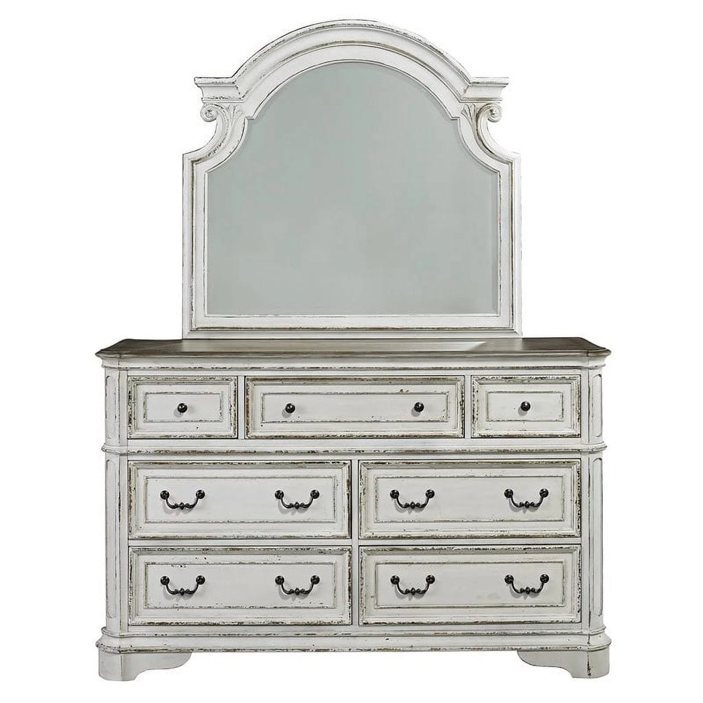 White Dresser and Mirror G846
