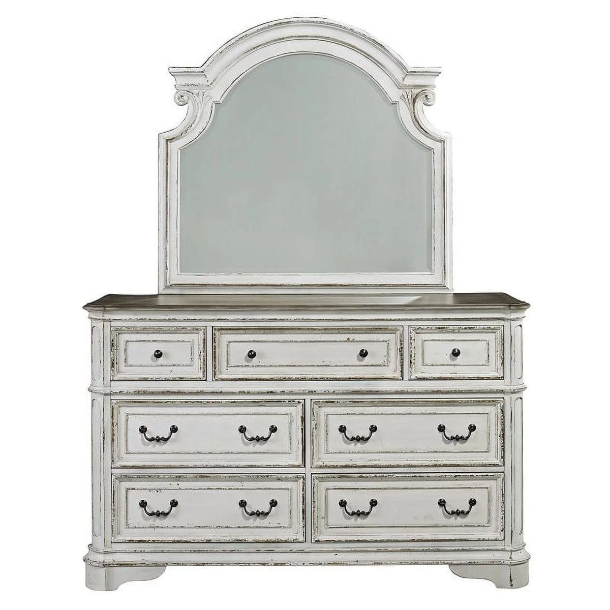White Dresser and Mirror G846