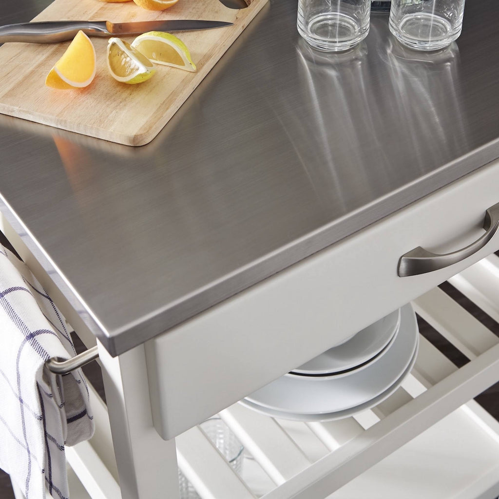 White Stainless Steel Top Kitchen Cart G165