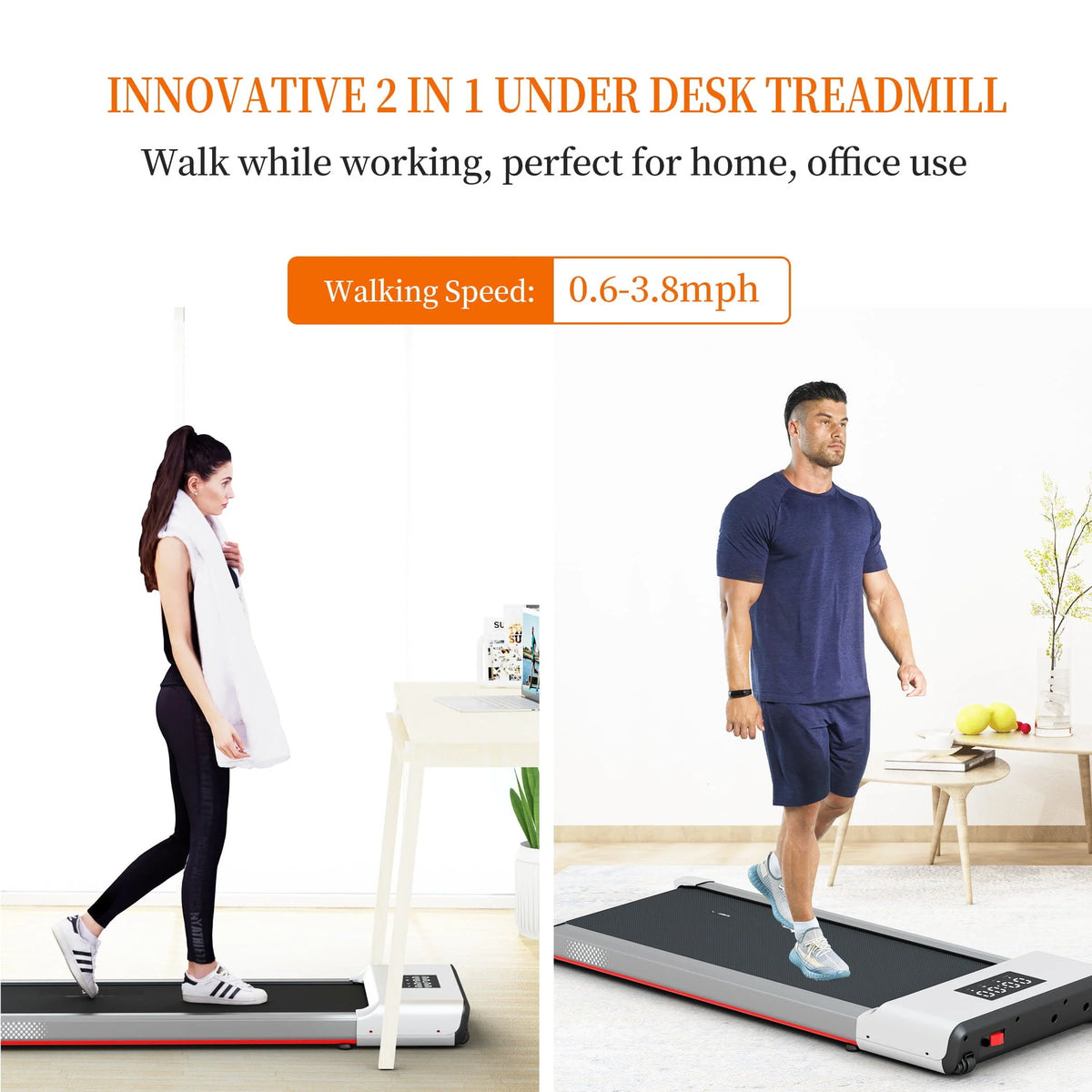 White Portable Under Desk Treadmill D463