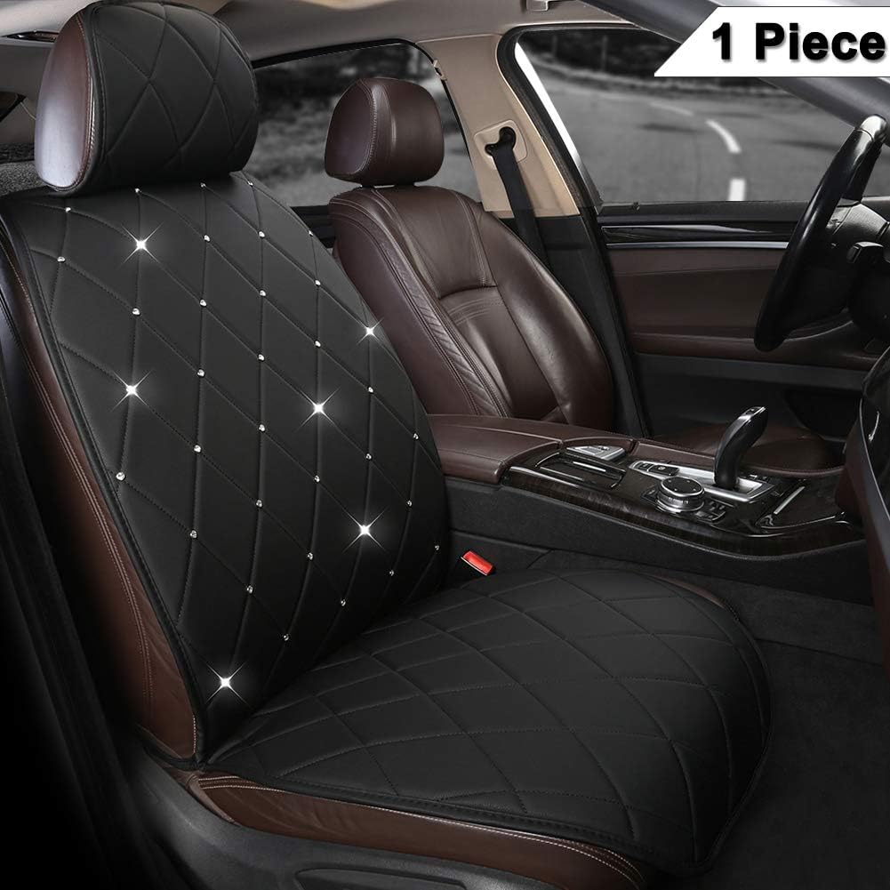 Black Velvet Front Car Seat Cover Protector with Rhinestone D8206