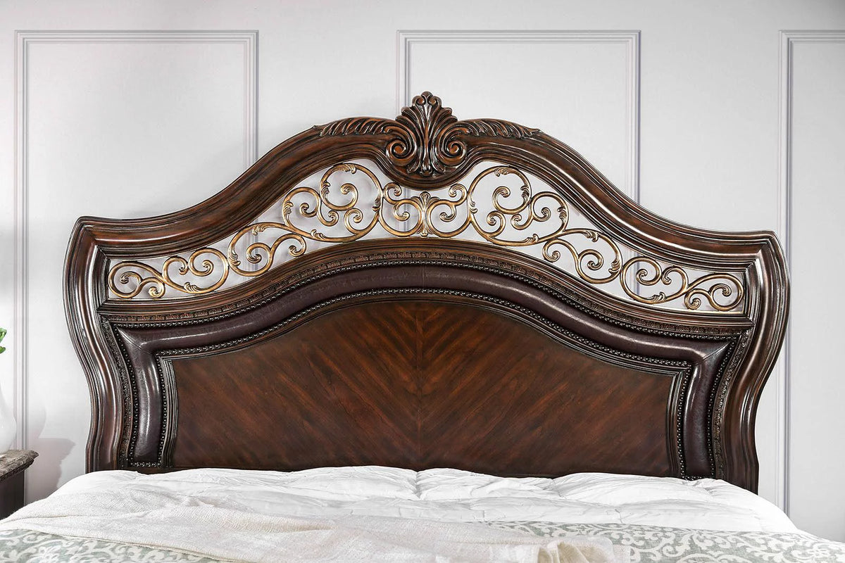 Brown Cherry Solid Wood King Bedroom Set 3pcs M60076
