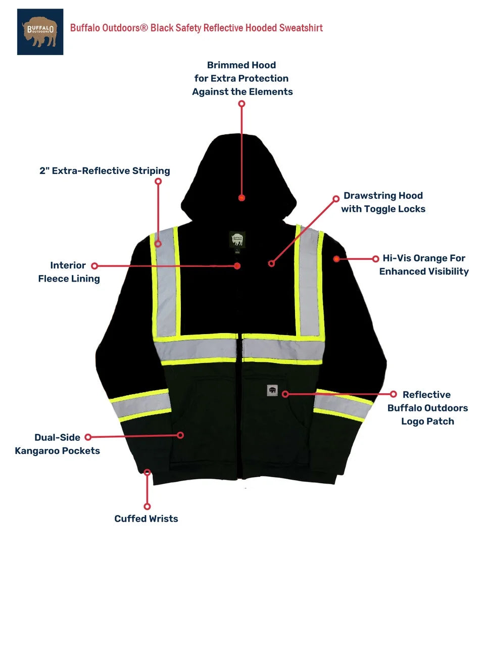 Black Safety Hooded Sweatshirt Z948164