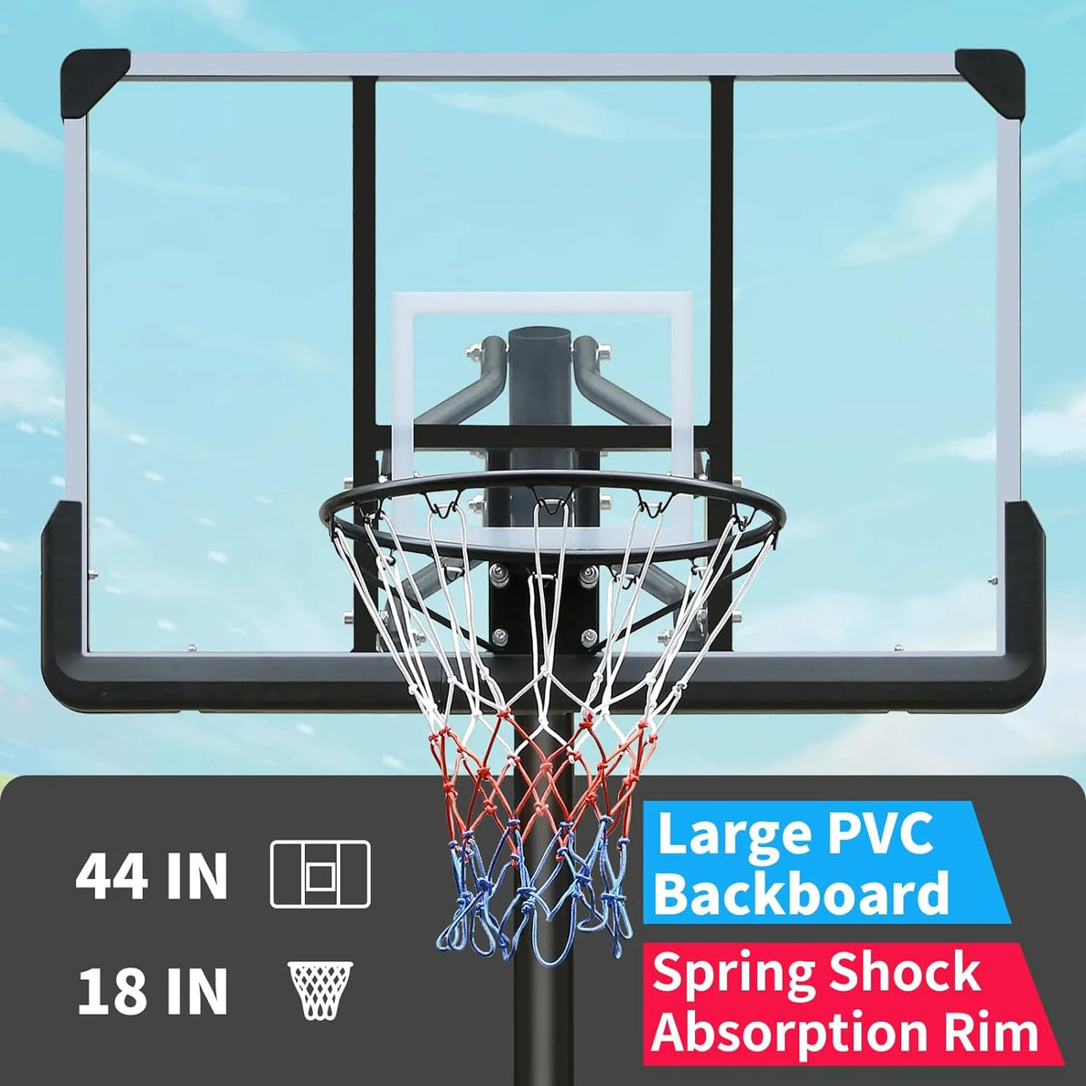 44" Portable Adjustable Basketball Hoop System with Wheels H541