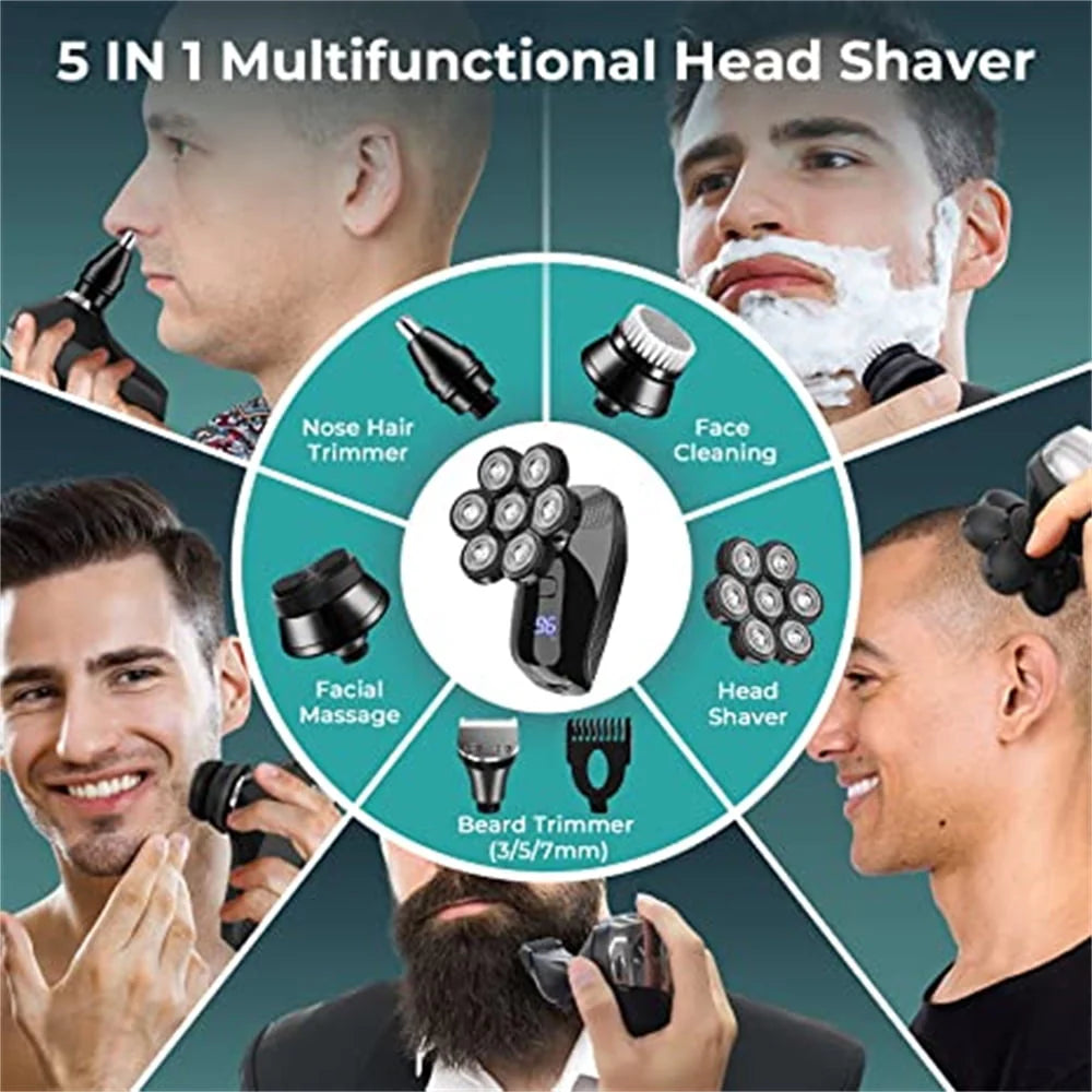 5 in 1 Waterproof Wet/Dry Electric Head Shaver L321971