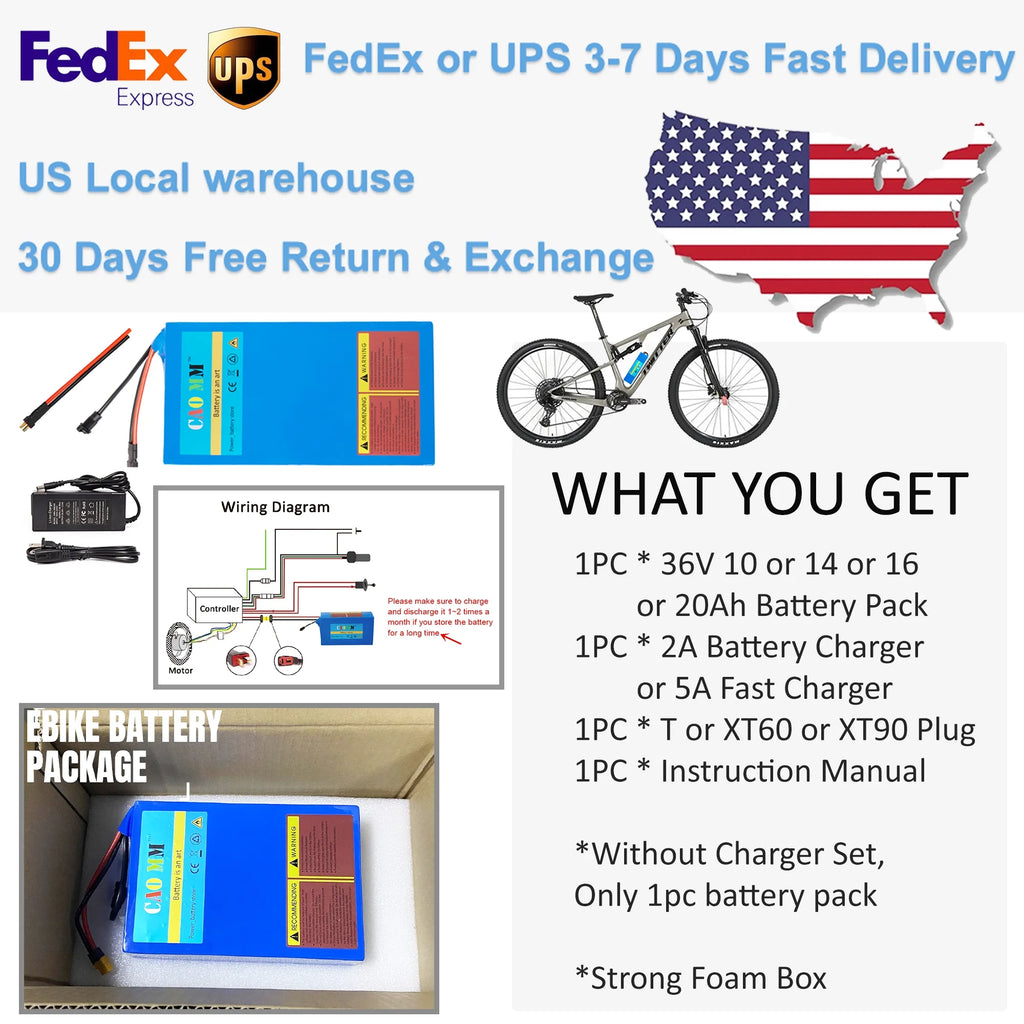 36V 10Ah Lithium Ebike Battery with 2A Charger Y335224