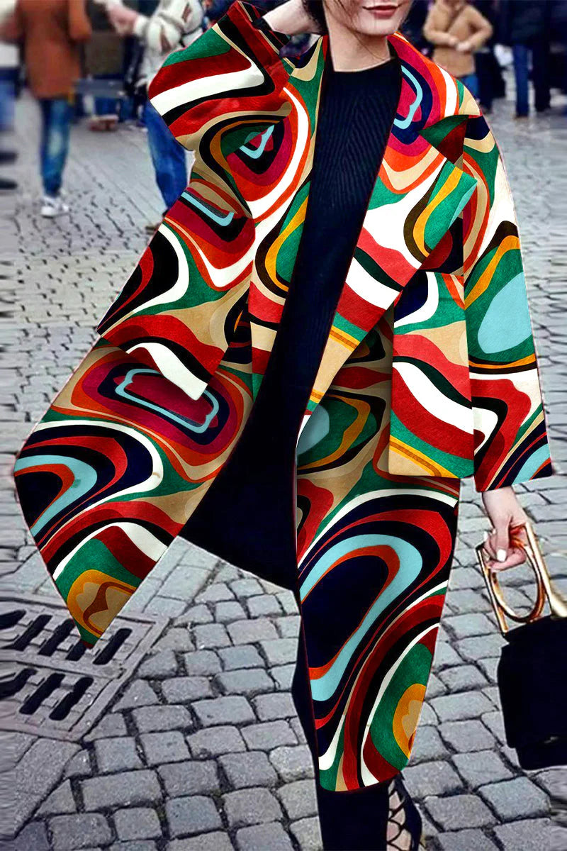 Color Block Turndown Collar Outerwear H44645