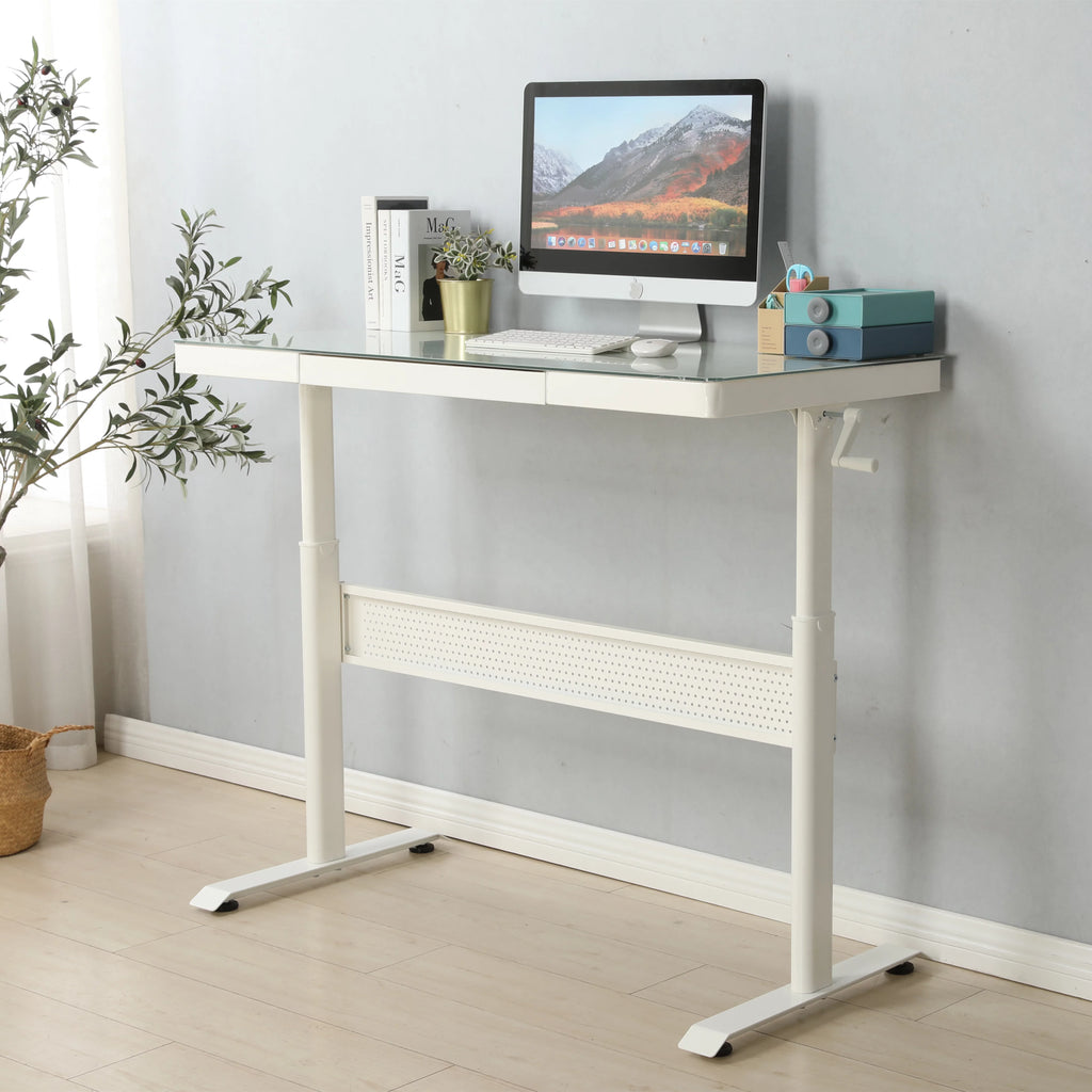 Tempered Glass Adjustable Height Standing Desk 48 x 24 Inches R711564