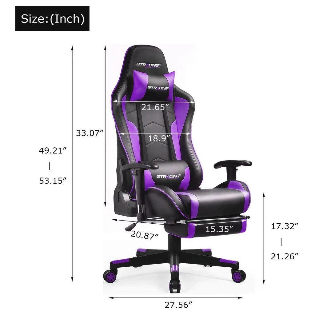 Purple Gaming Chair with Speakers and Footrest H55567