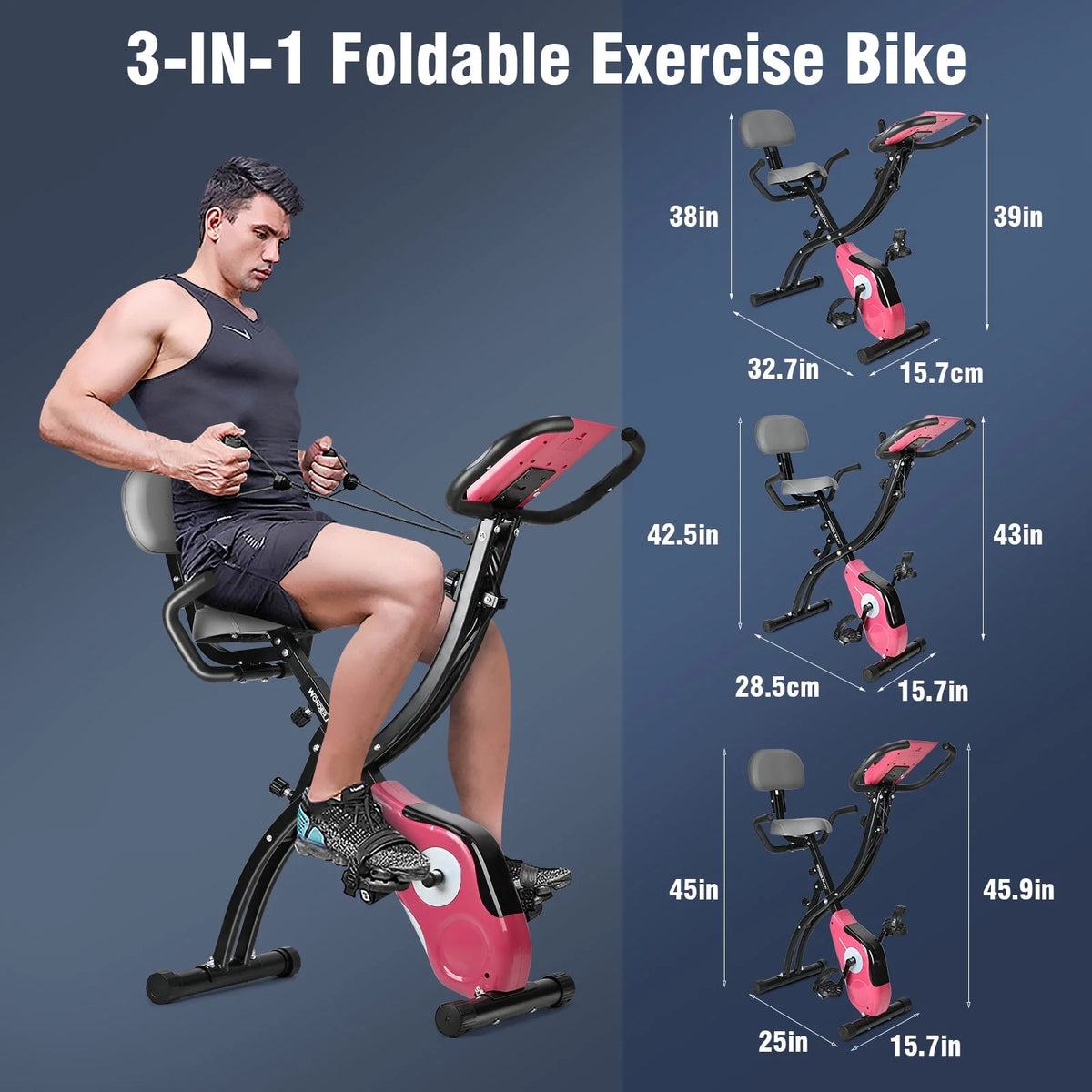 White Magnetic Folding Exercise Bike K6294