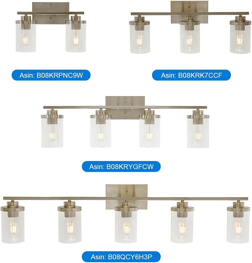 Industrial Brushed Nickel 4-Lights Clear Glass Wall Lamp Light Fixture I553306