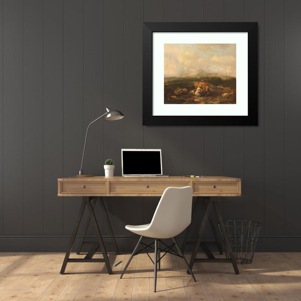 Italian Landscape with Cattle Framed Museum Art Print M35153