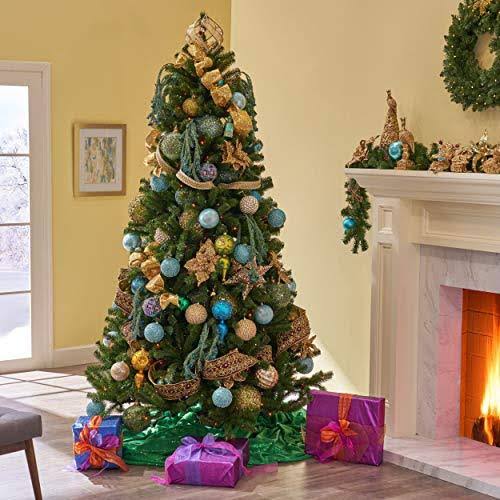 7.5-Foot Pre-Lit Hinged Green Fir Tree C1758